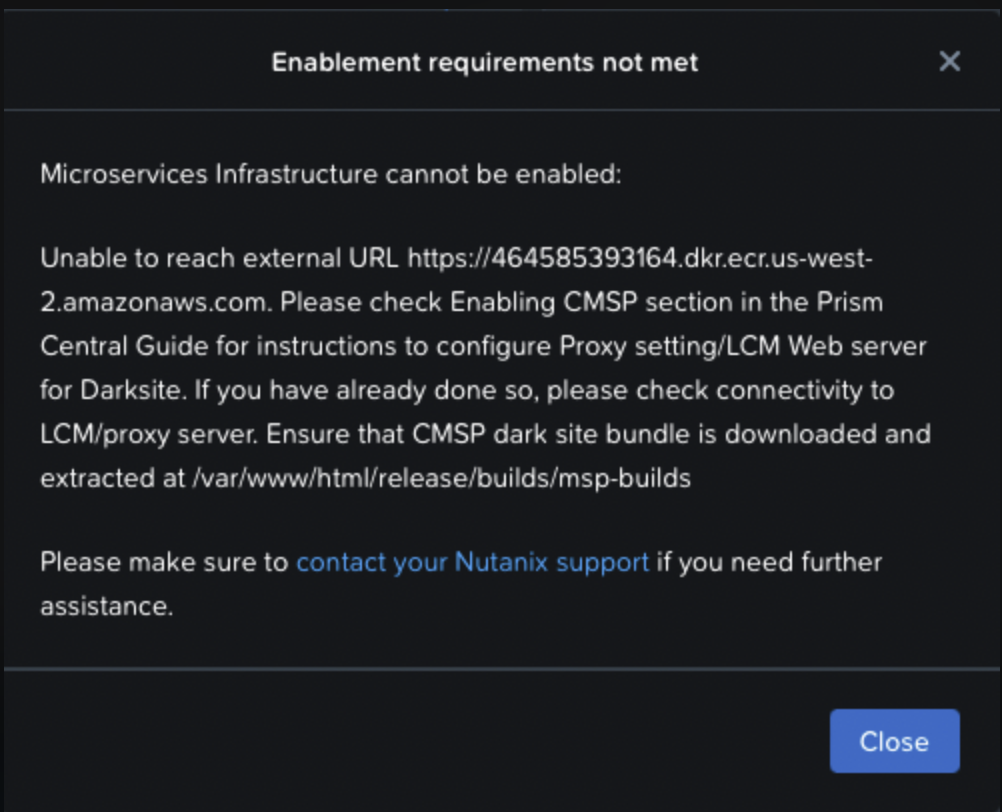 Upgrading Prism Central to 2022.9 (CMSP)